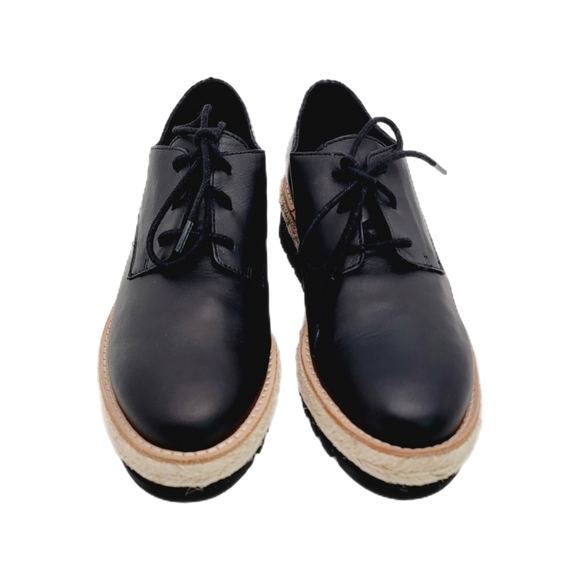 Eileen Fisher Smooth Leather Platform Oxford Espadrille Size 5 - Picture 2 of 8